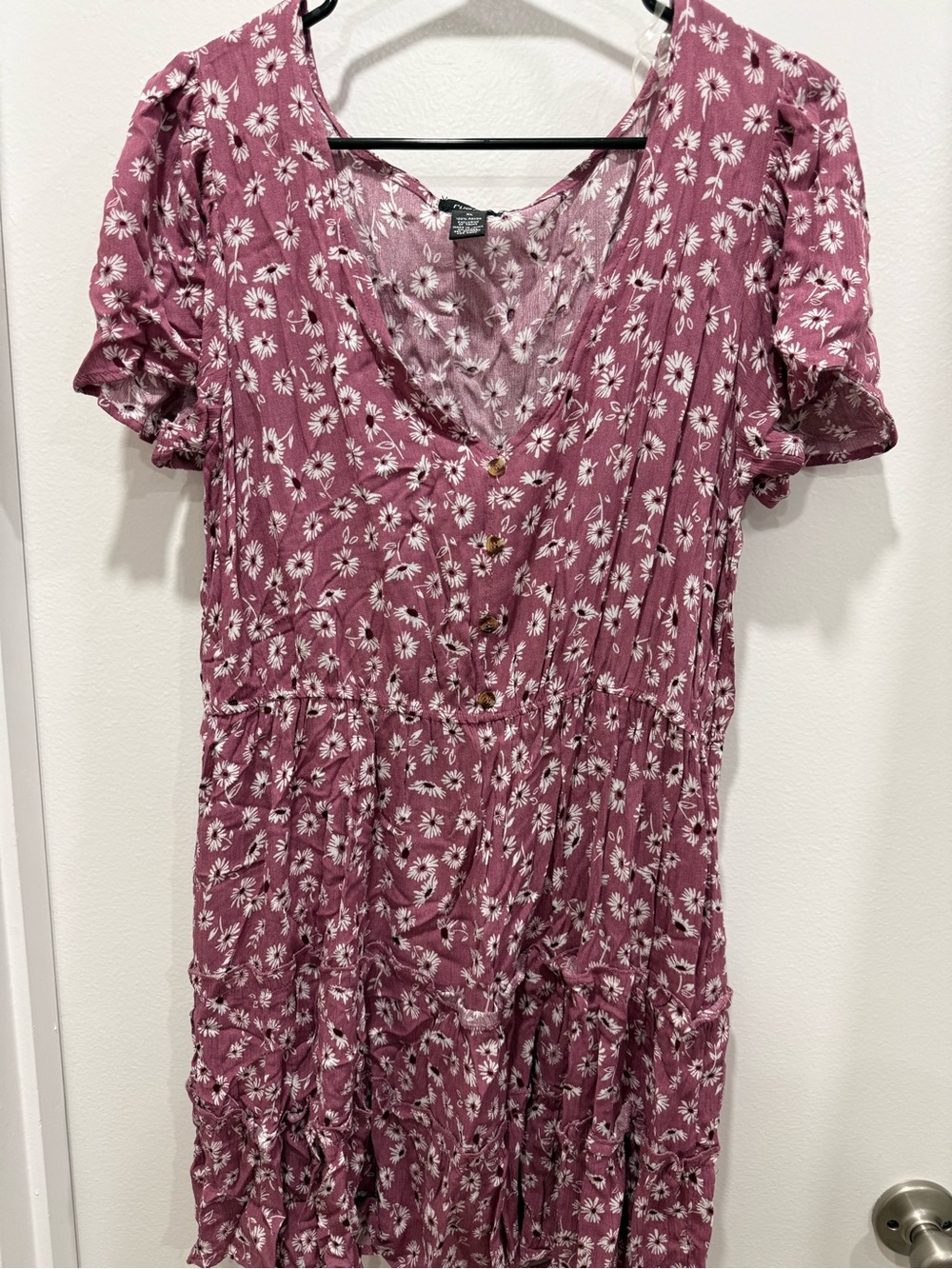 Rue21 Mauve Floral V-Neck Tiered Midi Dress